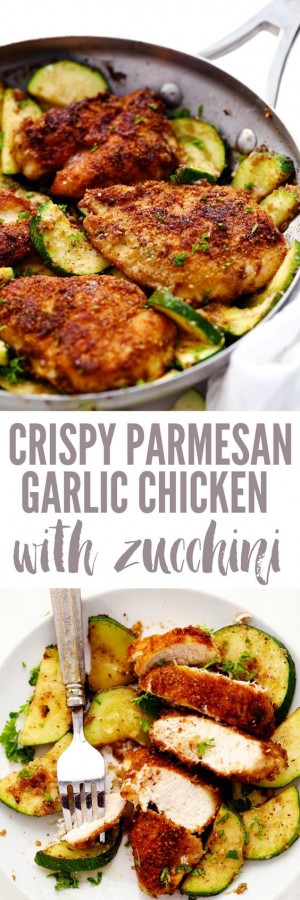 Crispy Parmesan Garlic Chicken with Zucchini | YourCookNow