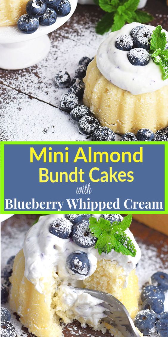 Mini-Almond-Bundt-Cakes-with-Fresh-Blueberry-Whipped-Cream