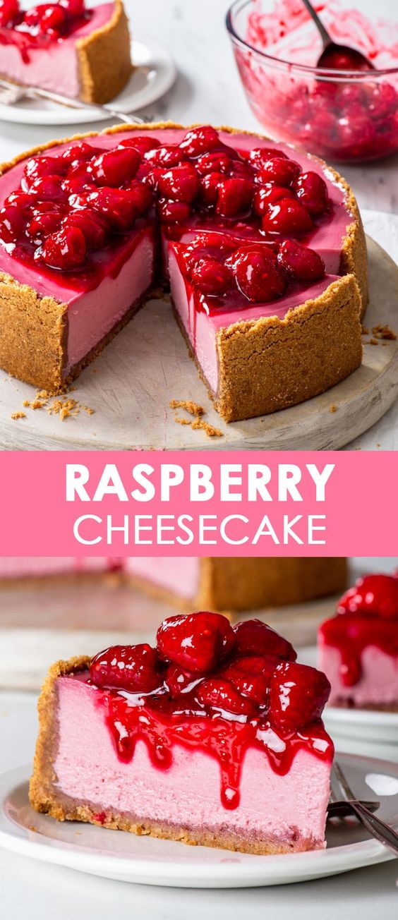 Easy-Baked-Raspberry-Cheesecake