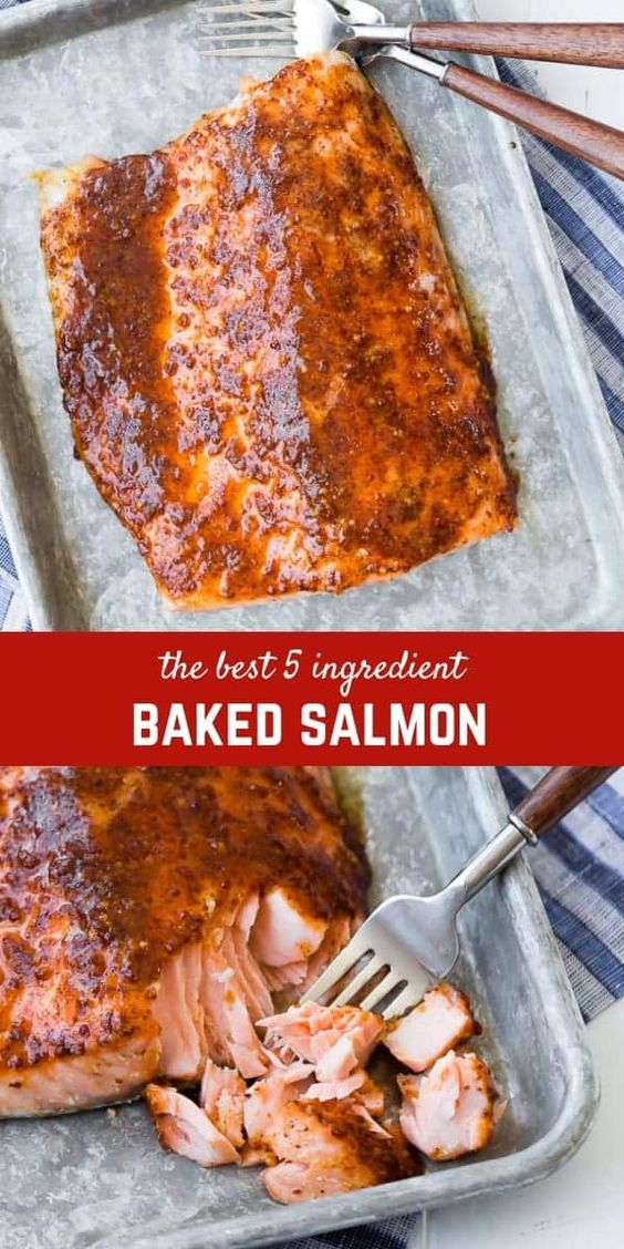 Baked-Salmon-With-Maple-Mustard-Glaze (5 Ingredient Recipe)