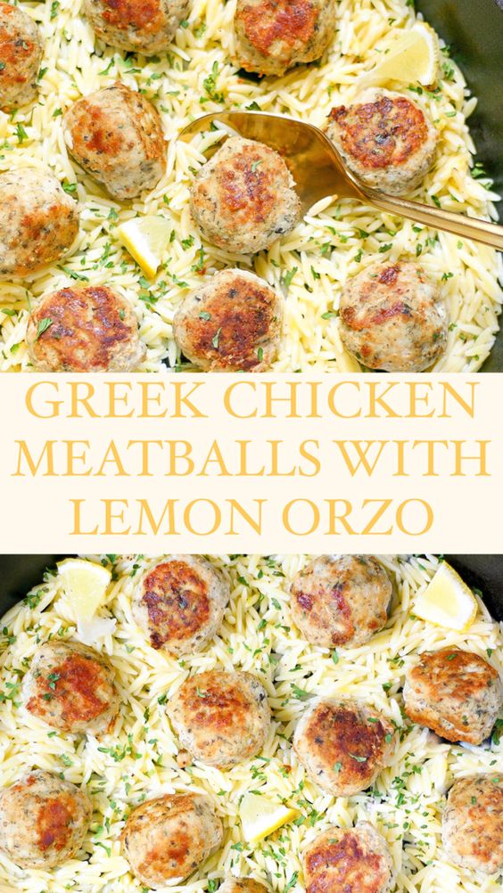 Easy-Greek-Chicken-Meatballs-with-Lemon-Orzo