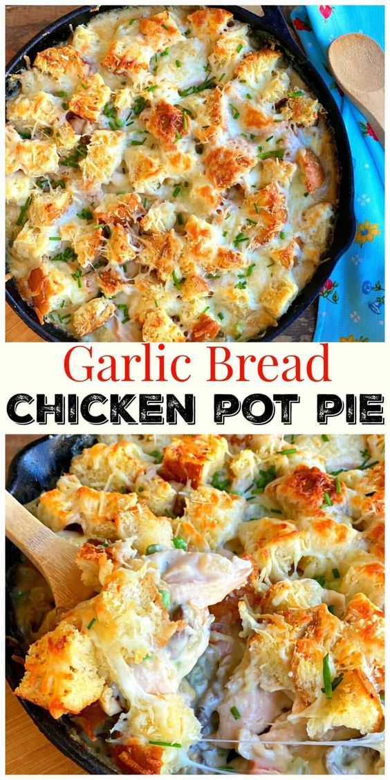 Delicious Garlic=Bread-Chicken-Pot-Pie