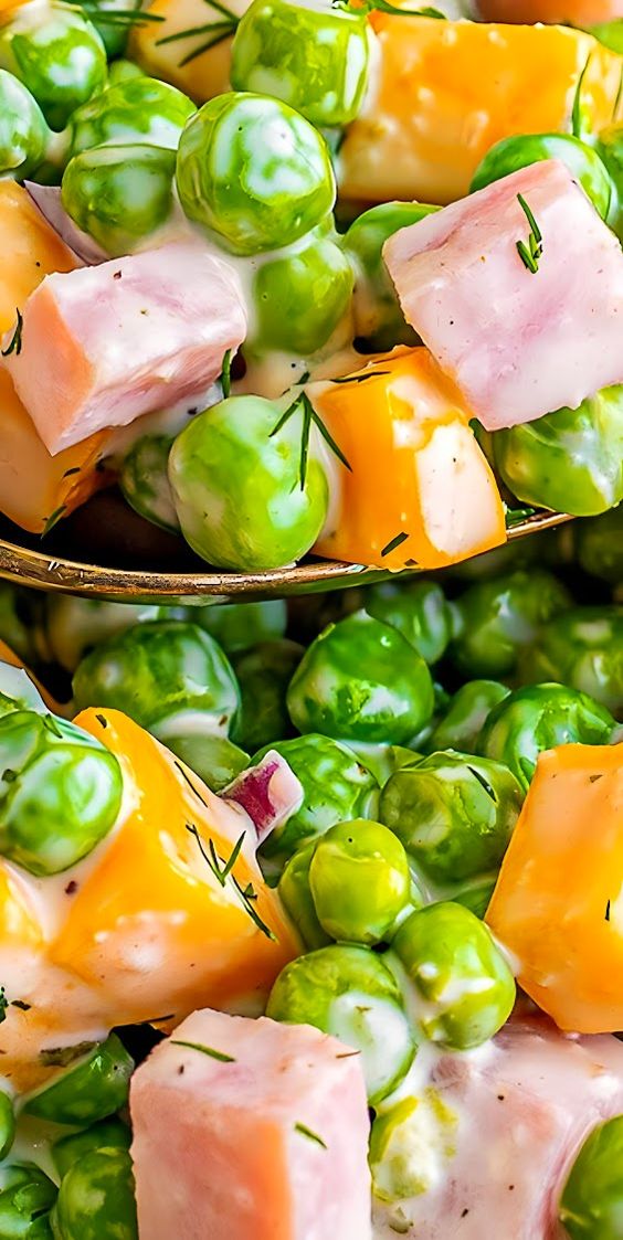 Creamy-Green-Pea-Salad-with-Ham (Best & Easy Recipe)