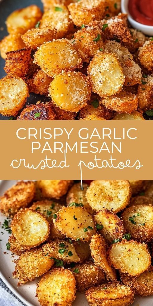 Crispy Garlic Parmesan Crusted Potatoes