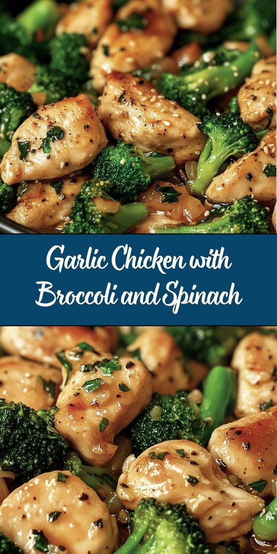 Garlic-Chicken-with-Broccoli-and-Spinach