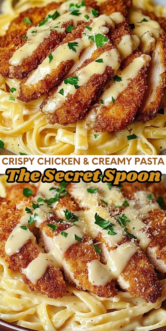 CRISPY CHICKEN WITH CREAMY PASTA