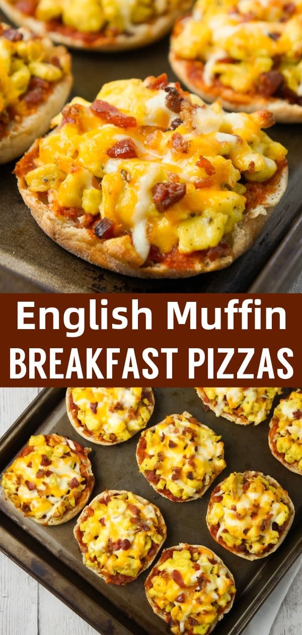 A cut English muffin filled with scrambled eggs, crumbled bacon and melted cheese, drizzled with Heinz chili sauce, shot close-up on a wooden board.