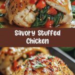Chicken fillet stuffed with fried pepper, in a cut - you can see the juicy filling, meat with a ruddy crust, decorated with fresh herbs on a serving plate.