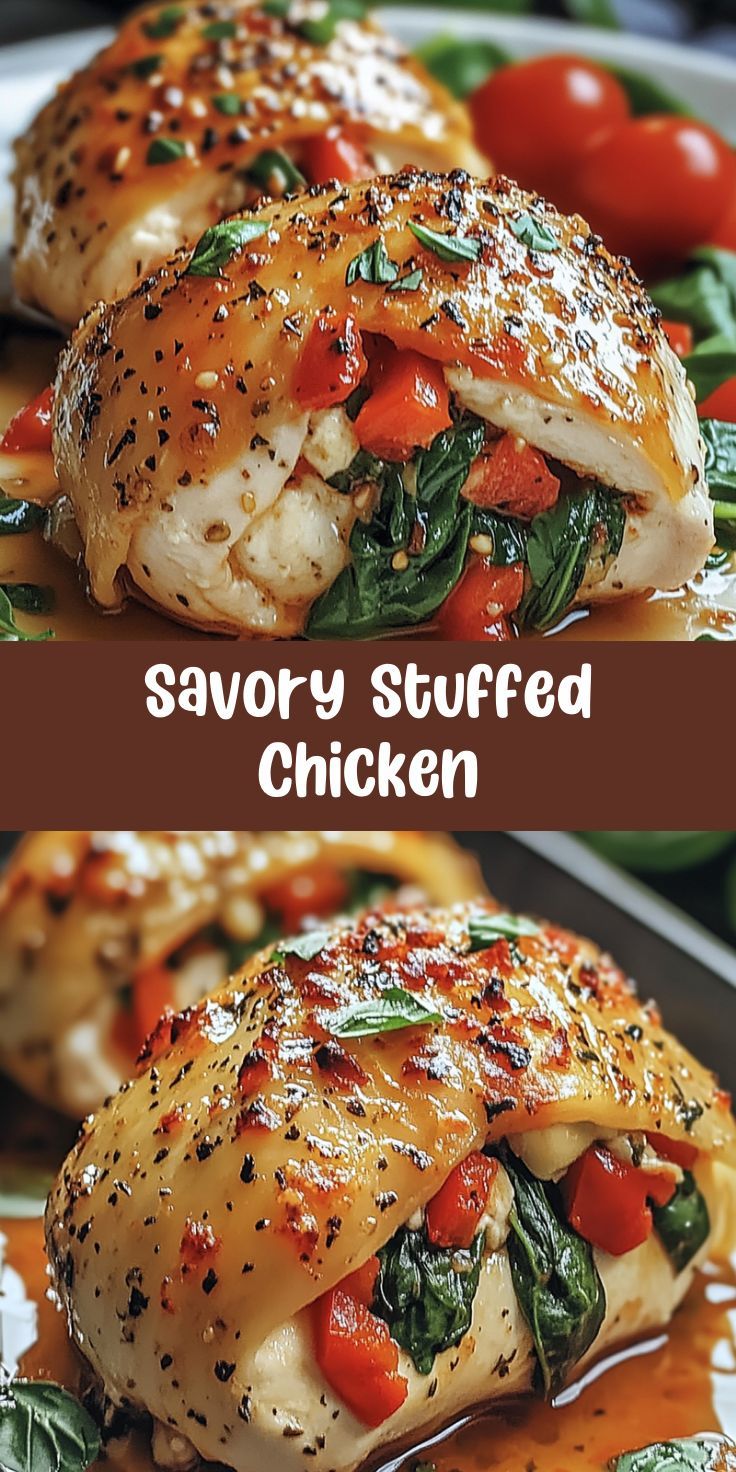 Chicken fillet stuffed with fried pepper, in a cut - you can see the juicy filling, meat with a ruddy crust, decorated with fresh herbs on a serving plate.