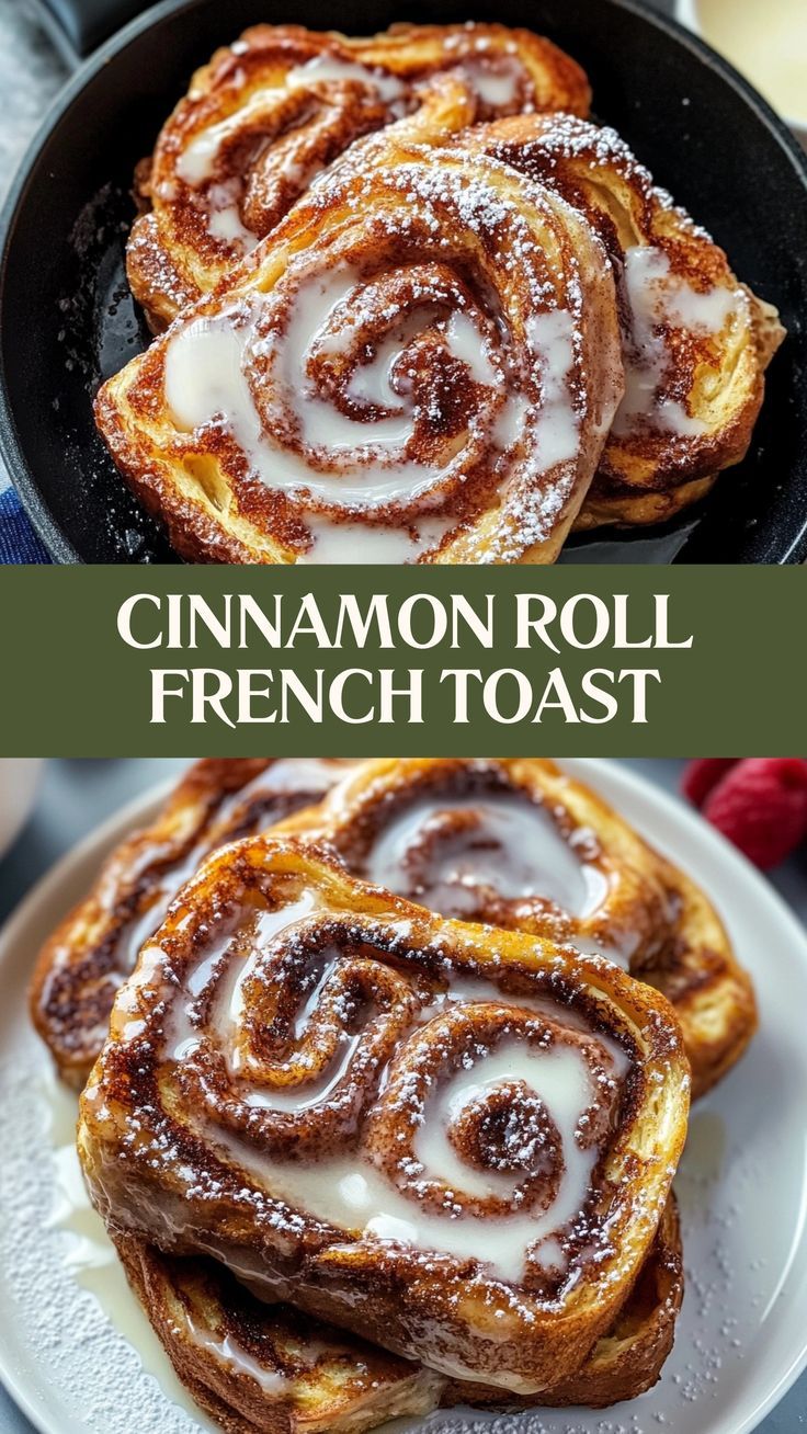 Golden toasted cinnamon rolls laid on a plate with melted butter on top and a sprinkle of sugar and cinnamon, the background is a cozy breakfast.