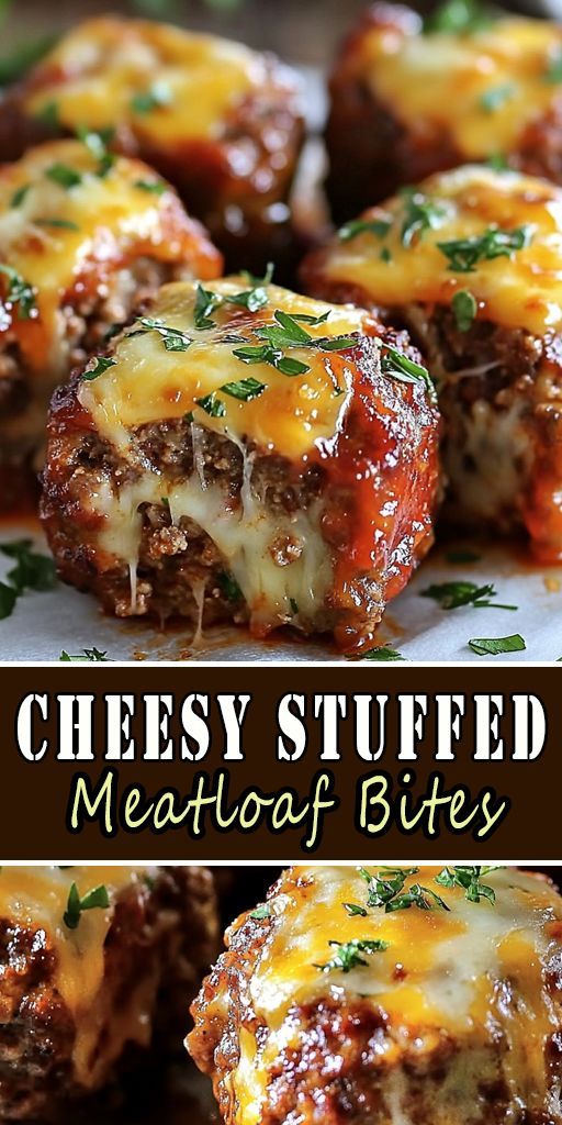Sliced ​​pieces of meatloaf with melted cheese inside, laid out on a wooden board, close-up with an emphasis on the juicy filling.