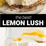 Layered lemon dessert in a transparent glass - you can see alternating layers of lemon cream and delicate mousse, decorated with a thin slice of lemon and a curl of cream.