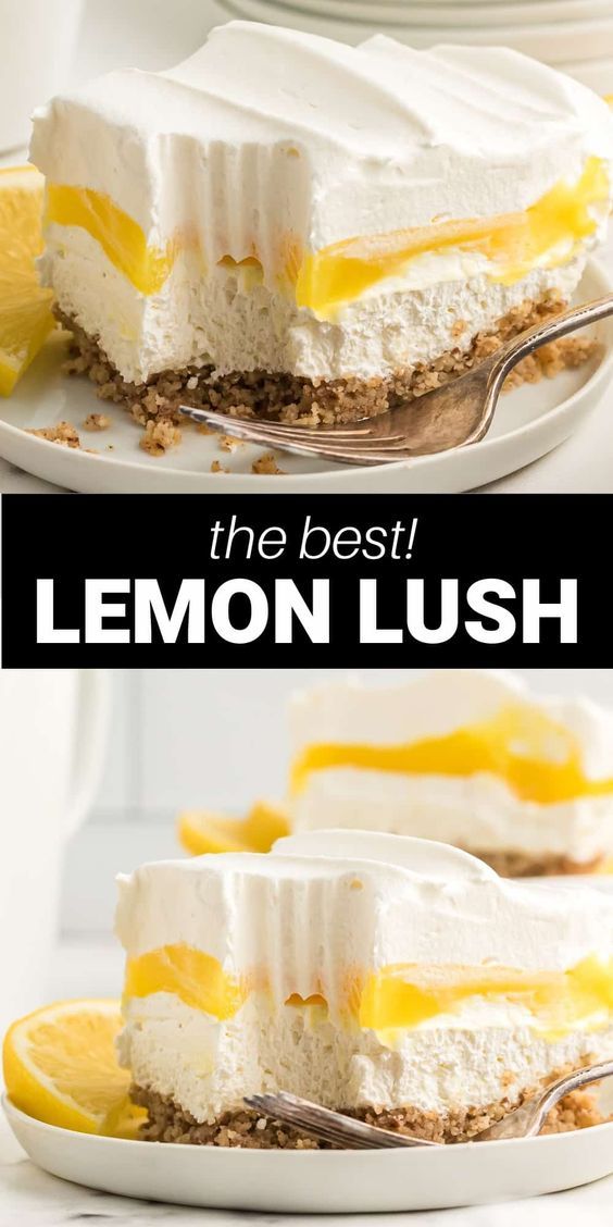 Layered lemon dessert in a transparent glass - you can see alternating layers of lemon cream and delicate mousse, decorated with a thin slice of lemon and a curl of cream.