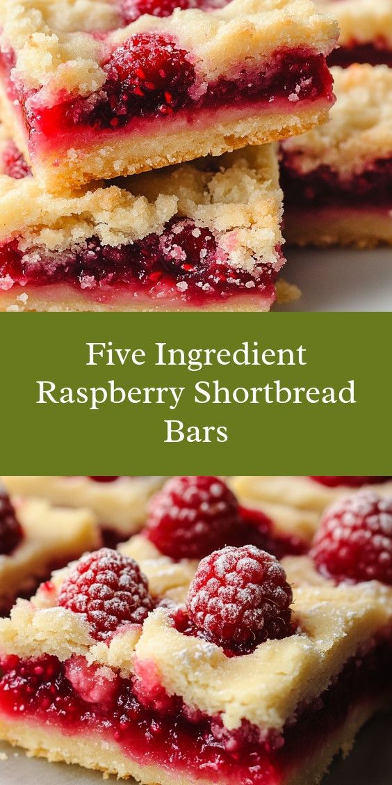 Sliced raspberry shortbread bars with a bright berry filling and crumbly golden crumble, laid on parchment, next to fresh raspberries and green mint on a wooden surface.