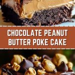 a portion of chocolate cake with peanut oil on a plate - a thick chocolate layer decorated with chocolate icing and crumbs of fried peanuts.