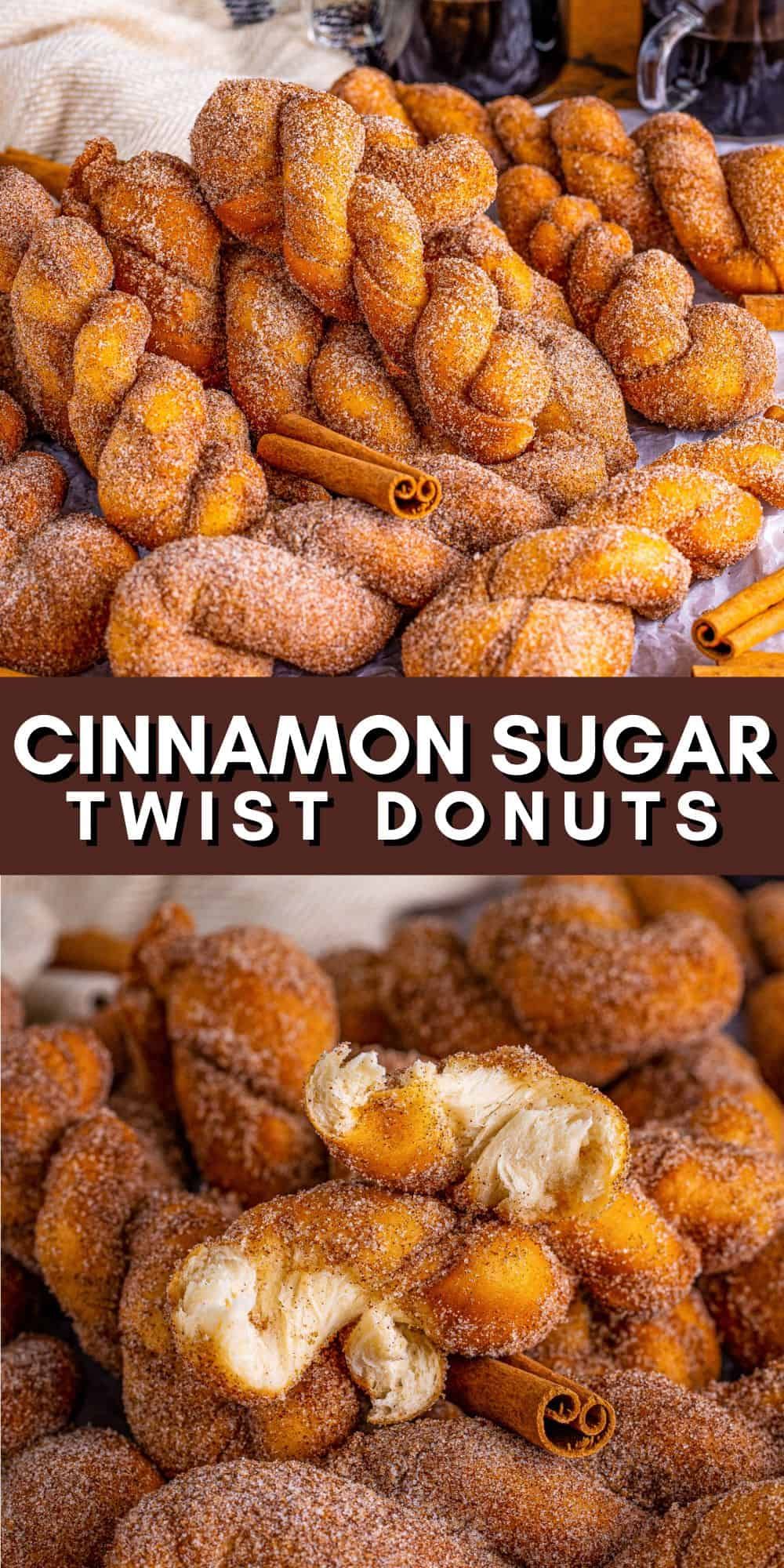 donuts sprinkled with sugar and cinnamon lie on a plate next to a cup of coffee.