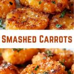 A plate of mashed carrots garnished with herbs on a wooden table.