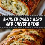 chopped cheese bread with garlic herbs, a golden crust and a soft stretch filling, served on a wooden board.