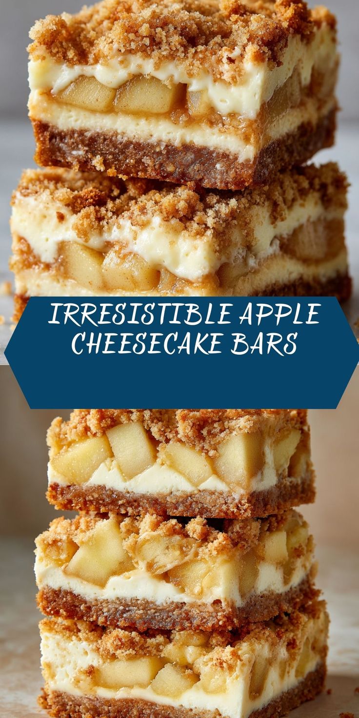 apple cheesecake with a golden crust and caramel glaze, decorated with apple slices.