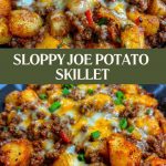 golden-fried potatoes in a pan, decorated with herbs, with an appetizing golden crust.