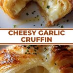 Crispy cheese croissants with a golden crust and garlic aroma, served on a wooden board.