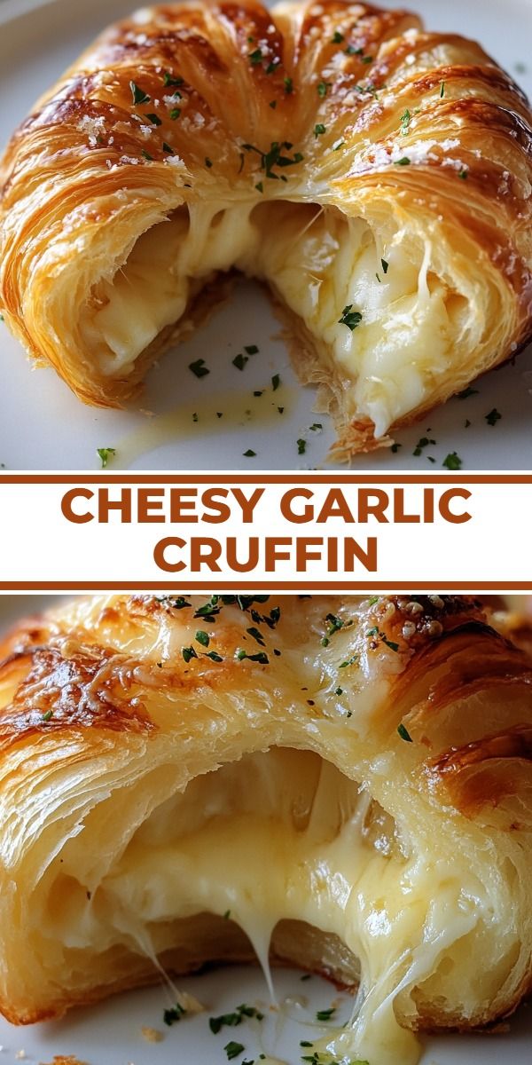 Crispy cheese croissants with a golden crust and garlic aroma, served on a wooden board.