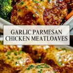golden chicken rolls with garlic and parmesan, cut into portions and served on a plate with herbs.