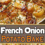 fragrant potato baking with a golden crust and onion, cut into portioned pieces on a wooden board.