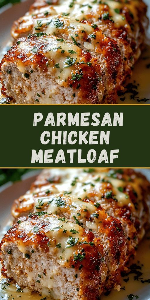 Chicken meatloaf with garlic and Parmesan, sliced ​​and served on a wooden board with herbs.