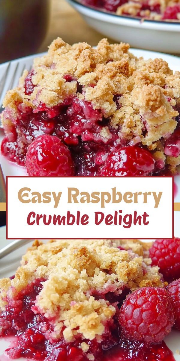 Raspberry crumble delight with a crispy crust and fresh berries on a plate.