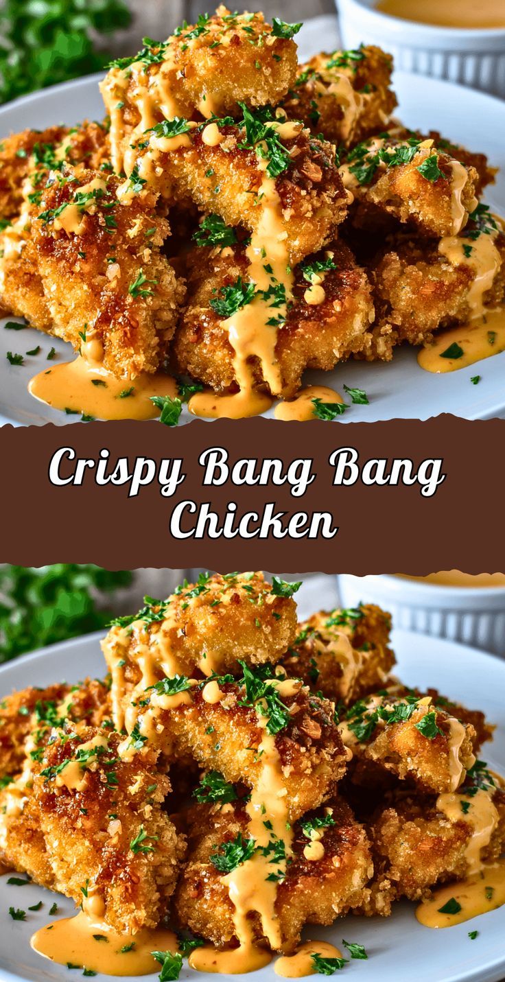 Crispy chicken with a golden crust, served on a plate.