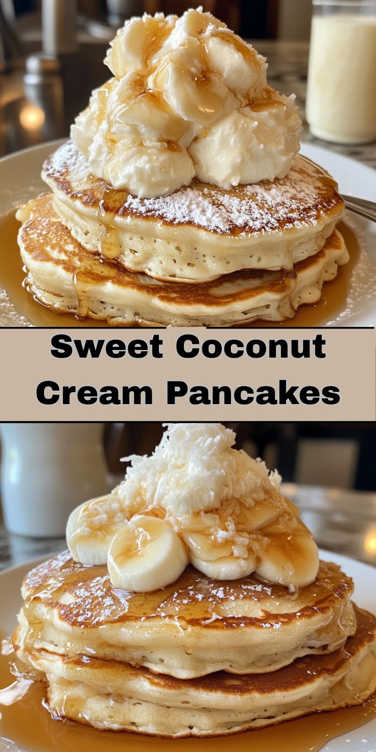 Sweet coconut pancakes, carefully folded and covered with a delicate cream
