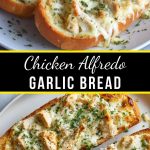 Golden garlic bread filled with chicken in a creamy Alfredo sauce, with a delicious crispy crust and creamy filling.