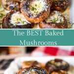 Baked mushrooms with a golden crust, juicy texture, and mouth-watering aroma, carefully presented on a platter.