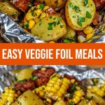 Vegetarian foil packets with corn and potatoes