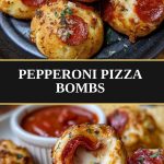 Cheesy pepperoni pizza bombs on a plate