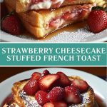 Close-up of French toast with creamy strawberry filling