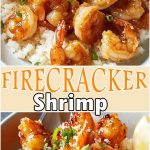 Firecracker shrimp in a bright sauce on a platter