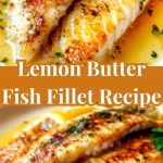 Fish fillet in lemon-butter sauce on a plate