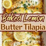 Baked tilapia with lemon butter on a plate