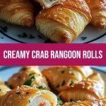 Homemade crab rangoon rolls with golden crust