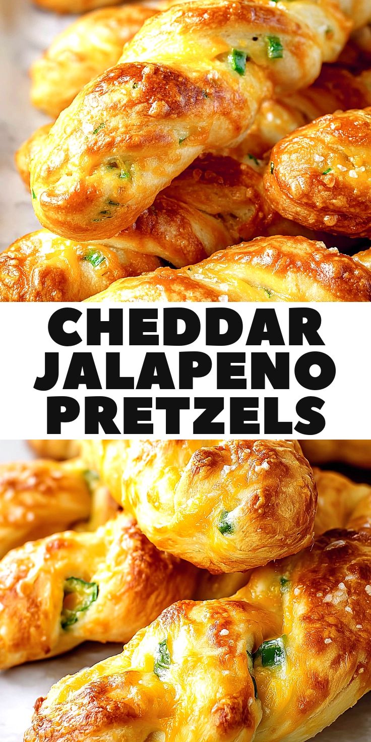 Close-up of pretzels with gooey cheese and hot peppers