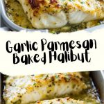 Baked halibut with garlic and Parmesan (close-up