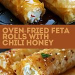 Close-up of baked rolls with feta, honey, and chili