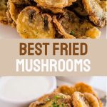 Crispy fried mushrooms with a golden crust close-up.