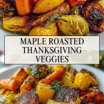 Close-up of caramelized vegetables with maple syrup