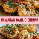 Hawaiian garlic shrimp, close-up