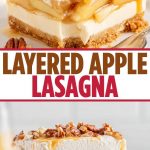 Homemade apple lasagna with a golden crust